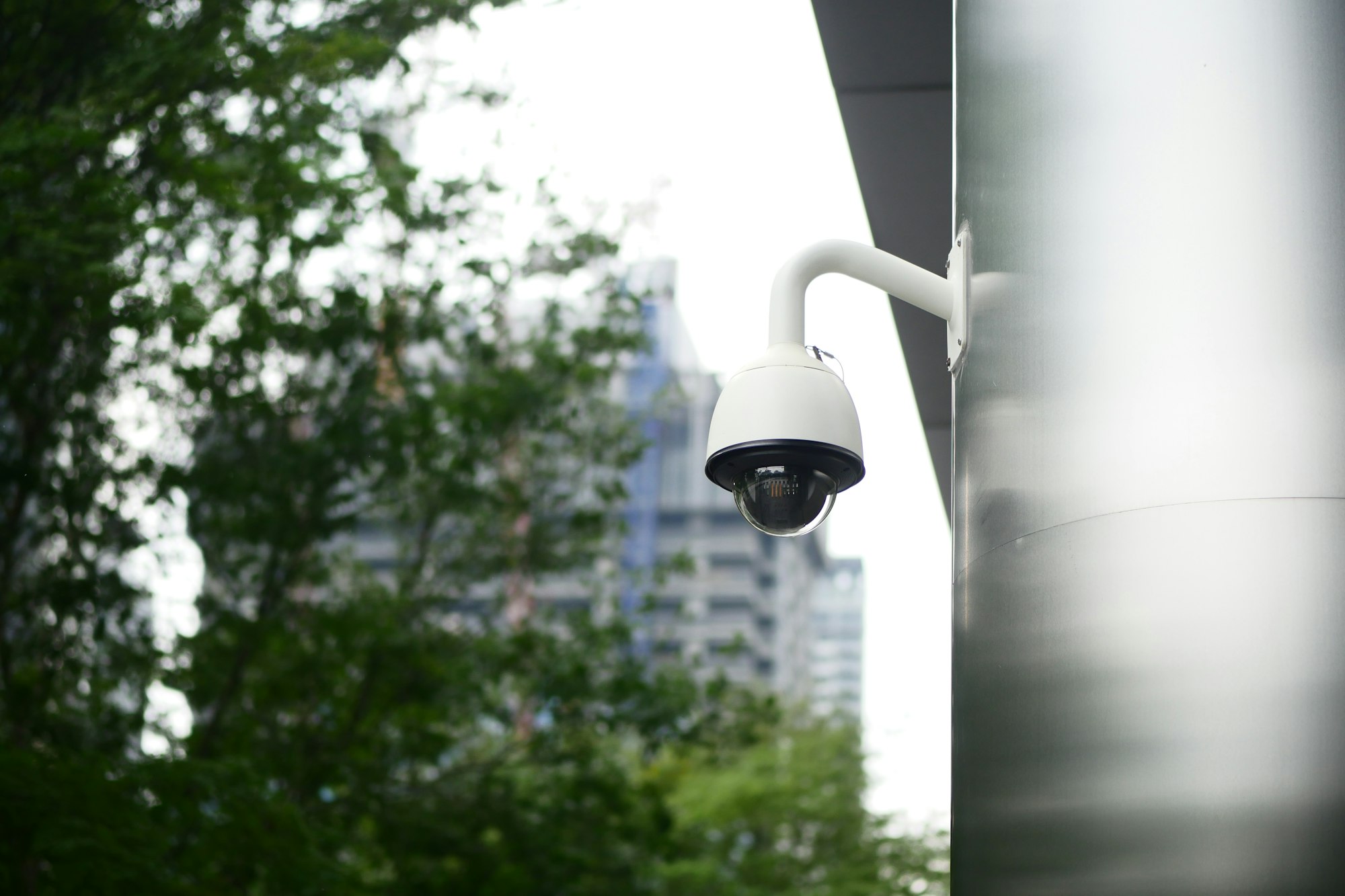 CCTV security camera operating outdoor
